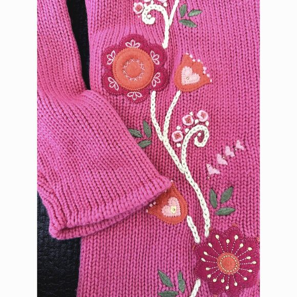 The Children's Place Pink Floral Knit Hooded Cardigan Sweater size Girls L 10/12 - Picture 5 of 7